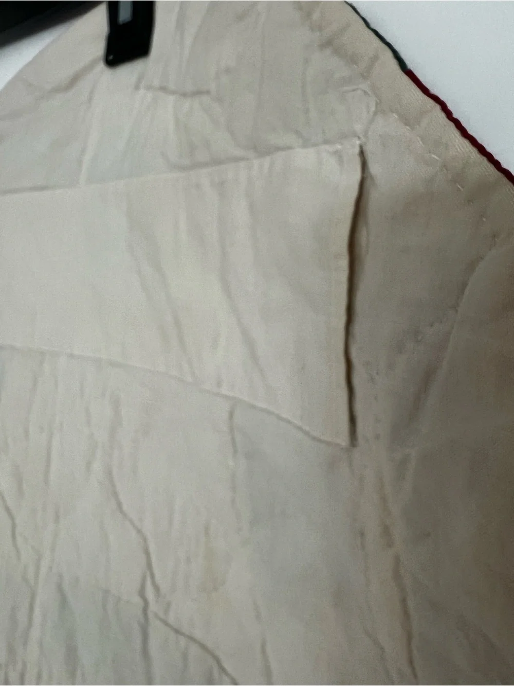 Vintage-Style Cream, Red and Green Double Wedding Ring Quilt
